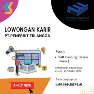 Lowongan Karir Staff Planning (Desain Interior) PT.Penerbit Erlangga Terbaru