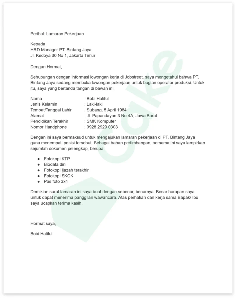 40+ Contoh Surat Lamaran Kerja Profesional dan Cara Membuatnya! | Cake