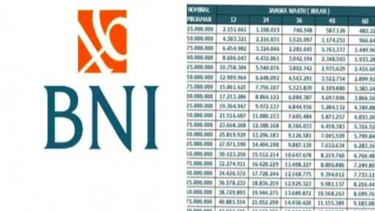 Tabel Pinjaman Bank BNI Non KUR Terbaru 2024 - pasundanekspres.id