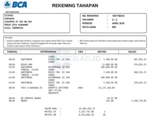 Contoh Rekening Bca - 56+ Koleksi Gambar