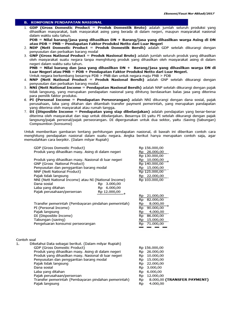 Komponen Pendapatan Nasional Indonesia | PDF