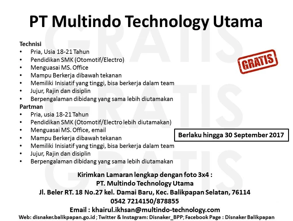 Gaji Karyawan PT Multindo Technology Utama Semua Posisi Terbaru – Panduan Lengkap 2024 3 LOWONGAN KERJA PT MULTINDO TECHNOLOGY UTAMA - Lokernesia | Lowongan