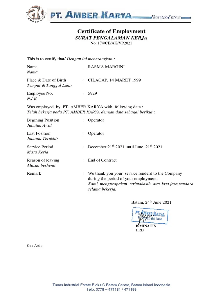 PT Amber Karya Batam | PDF