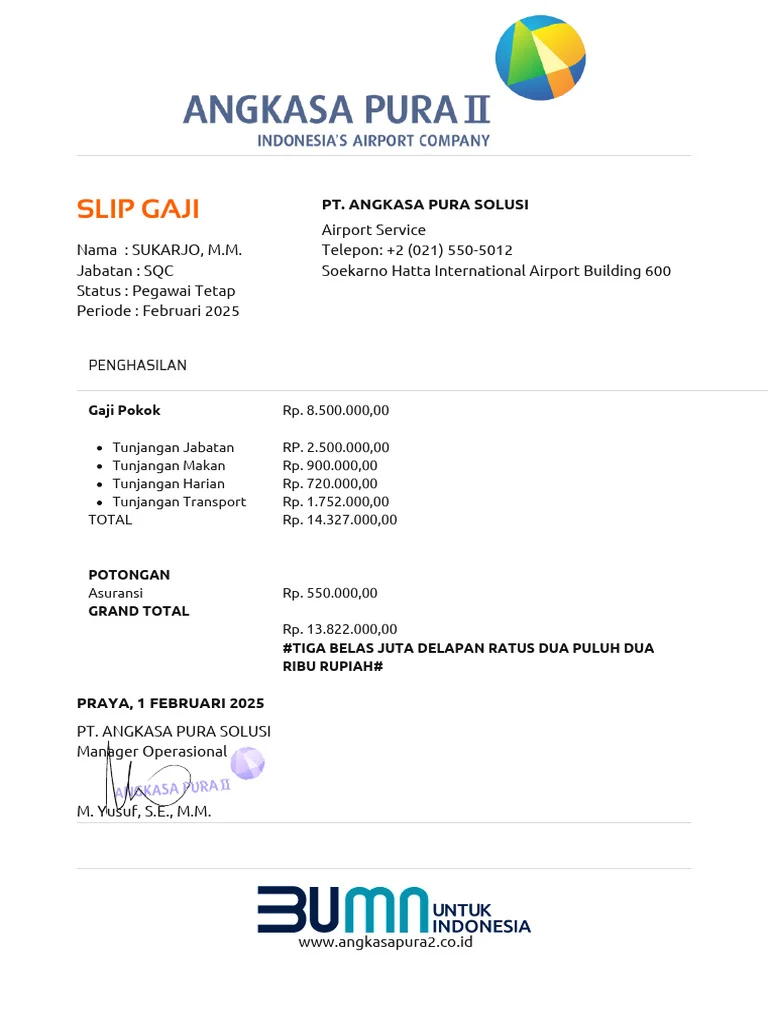 Slip Gaji Angkasa Pura | PDF