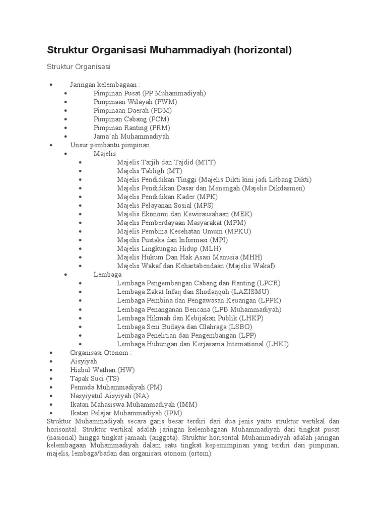 Struktur Organisasi Muhammadiyah | PDF