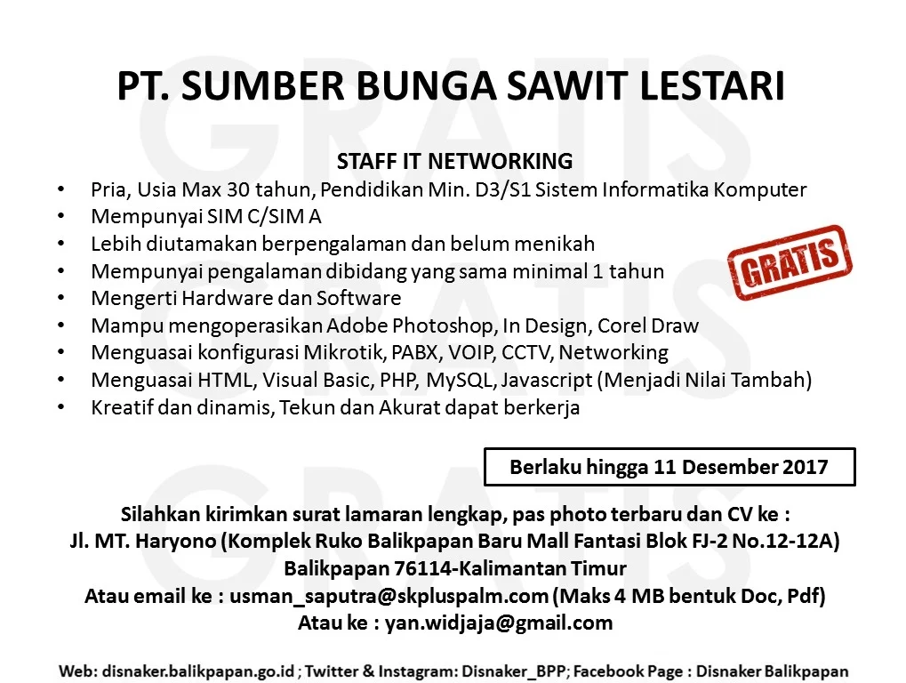 Gaji PT. Sumber Bunga Sawit Lestari